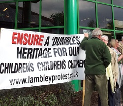 Protesting against proposed crematorium outside Gedling Borough Council in 2013